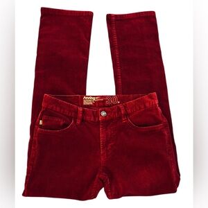 Analog Red Corduroy Slim Straight Jeans
